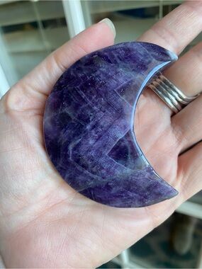 Crescent Moon Amethyst Stone - Deep Purple